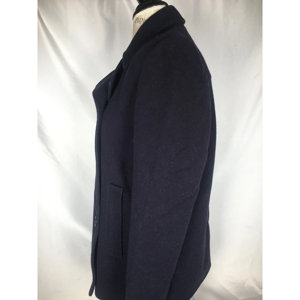 LINDA ALLARD ELLEN TRACY WOMEN'S NAVY BLUE WOOL BLEND PEA COAT SIZE 2